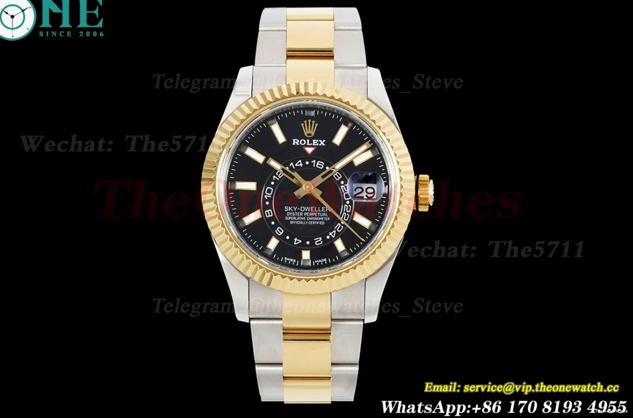 42mm SkyDweller A9001 326933  SS Oyster FNF Stk YG Black 0501